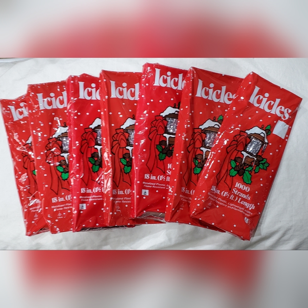 Vintage Christmas Tree Icicles Tinsel Set of 7